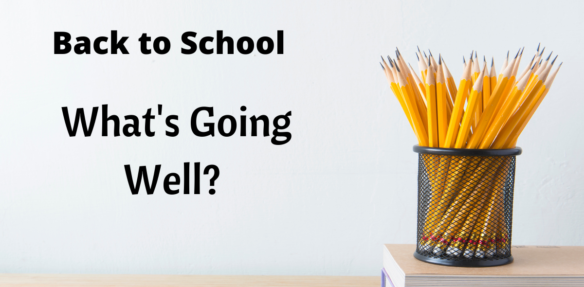 back to school: what's going well, jar with pencils